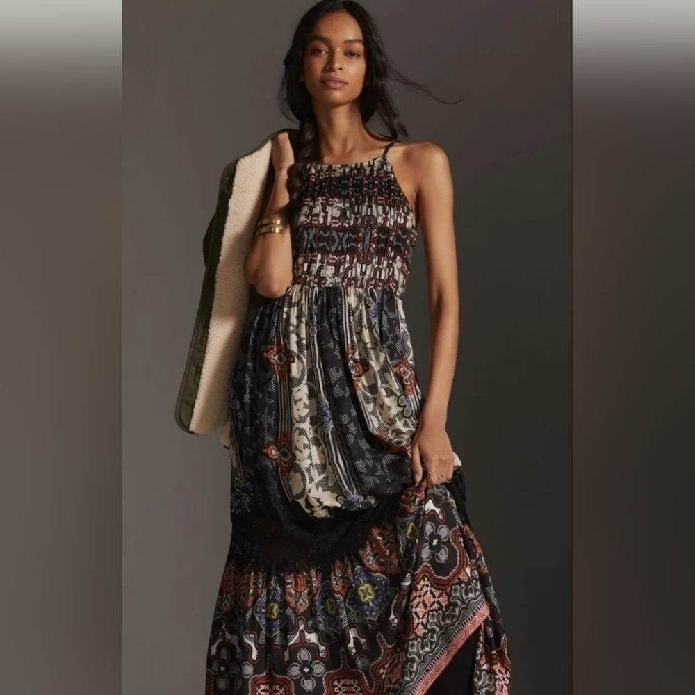 NWOT Anthropologie BHANUNI by JYOTI Tiered Maxi Dress Size 2P - Picture 7 of 7